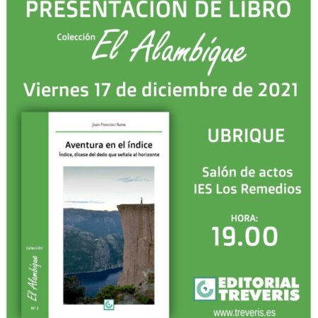 Cartel de la presentación del libro Aventura en el índice.