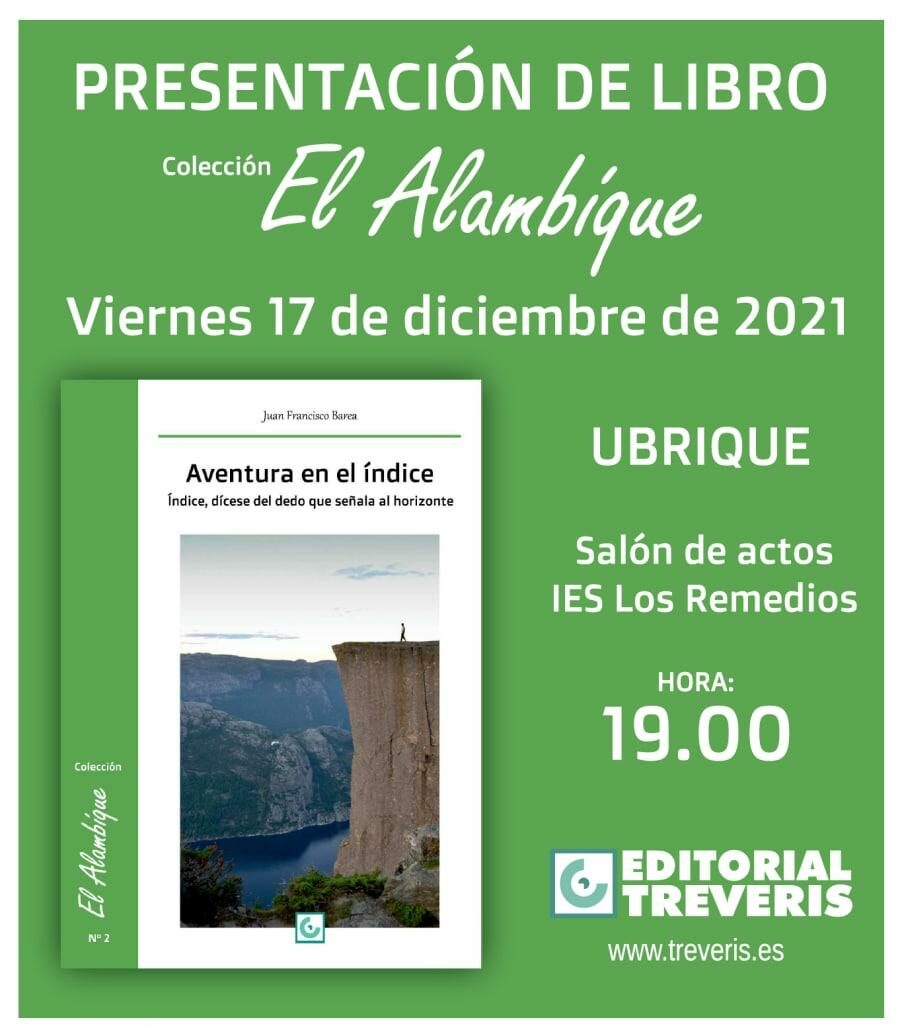 Cartel de la presentación del libro Aventura en el índice.